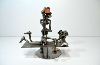Vintage Hinz & Kunst Nuts & Bolts Nurse And Patient Steampunk Sculpture
