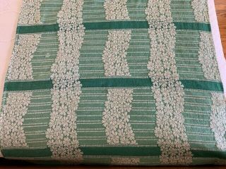 Vintage Overshot Coverlet Woven Cotton Floral Pattern 41 " X 86 " Panel Green