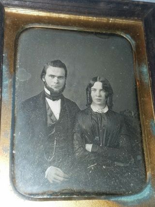 1850s Boston Wall Framed Quarter Plate Daguerreotype Of My Mom & Dad