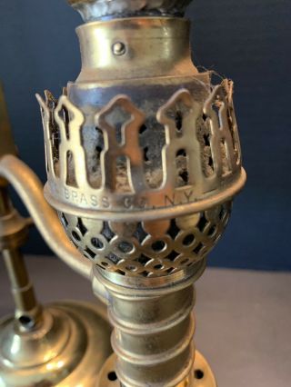Antique Manhattan Brass Co.  Student Oil Lamp.  No Shade.  14” Tall Not Modified 2