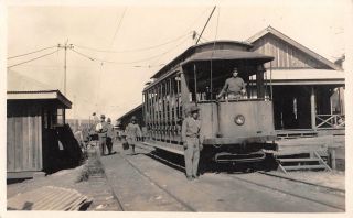 Fort Mills,  Philippine Islands,  Trolley,  Driver Soldiers Real Photo Pc C 1910 - 20
