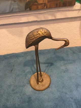 Vintage Brass Stork Bird Sand Hill Crane Statue Art Figuring