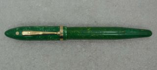Serviced 1930 ' s Sheaffer Oversize Jade Geen Fountain Pen 5 3/4 