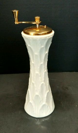 Lenox Glenwood Pepper Mill Grinder Leaves Gold Fine China Porcelain Vintage T79