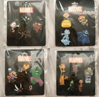 Sdcc 2019 Marvel Avengers X - Men Spider - Verse Guardians Of The Galaxy Pin Set