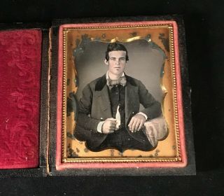 EXTREMELY SHARP FOCUS DAGUERREOTYPE OF A HANDSOME YOUNG GENT,  SEALS 3