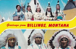 Montana Indians Greetings From Billings Montana 1950 