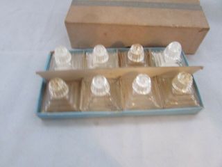 Set Of 8 Vintage Glass Salt And Pepper Shakers,  Org Box,  By Irice.