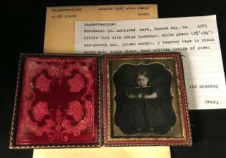 1/6 Plate Daguerreotype Of A Cute Young Girl W/ Striped Socks,  Vannie Sylvester