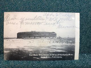 Rare 1906 View Fort Massachusetts Ship Island Biloxi Ms Mississippi Postcard