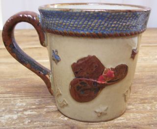 Cowboy Hat Boot Canyon Ranch Home Studio Embossed Coffee Mug Cup