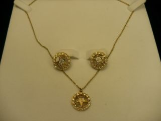 Eastern Star Earrings Necklace Set 18 " Chain Enamel Star Charms Oes