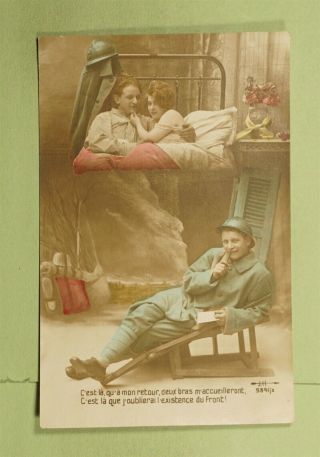 Dr Who France Soldier Couple In Love Postcard D69987
