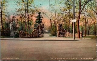 Postcard Mt Montana Great Falls Gibson Park Posted 1928