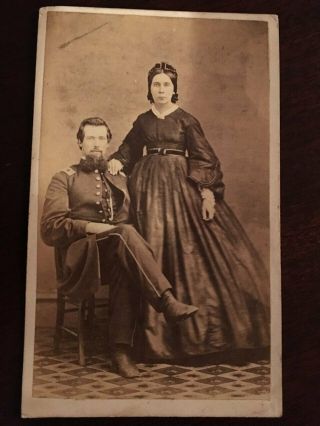 Cdv 83rd Pennsylvania 1st Lt.  A.  C.  Montgomery And Wife Civil War Union