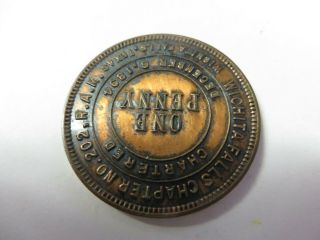 Masonic One Penny Token Coin WICHITA FALLS,  TEXAS Chapter No.  202 R.  A.  M.  Vintage 5