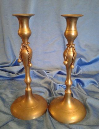 Vintage Brass Candlesticks Christmas Decor Made In India 10 " Tall
