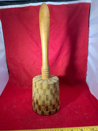 Antique Vintage Wood Mallet Primitive Wood Hammer Tool Checker