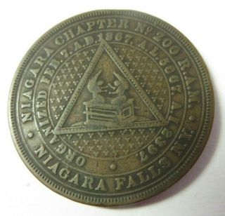 Masonic One Penny Token Coin Niagara Falls,  Ny Chapter No.  20 R.  A.  M Vtg Signed