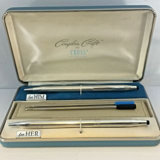 Cross Sterling Silver " His & Hers " Classic Century Ballpoint Pens Made In Usa