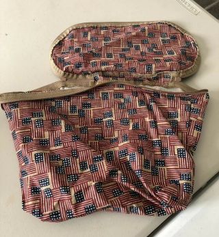 Longaberger Medium Boardwalk Basket Fabric Liner Only - Old Glory Flag Zipper