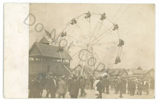 Rppc Fair Carnival Ferris Wheel Waterville Me Maine 1909 Real Photo Postcard