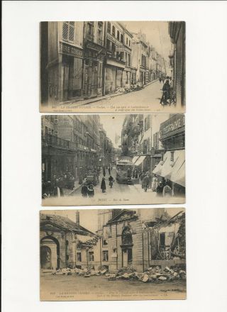 3 Vintage Rppc Paris Postcards 2 Show Ww I After Bombings