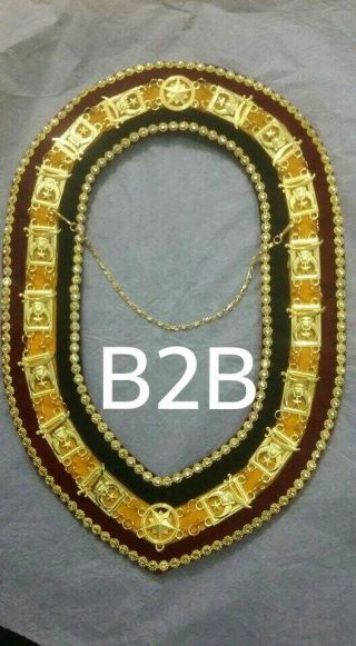 Masonic Regalia Shriner Metal Chain Collar Three Color Velvet - B2b