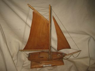 Maine Sloop Boat Ship Carved Wood 14 " Model Made At Maine State Prison