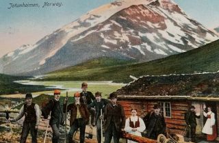 Vintage Postcard Jotunheiman Norway Hikers Mountain A2 - 503