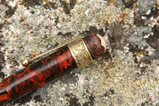 MONTBLANC Nº 4 SAFETY LONG VERSION RED & BLACK MARBLED - YEAR 1920 - 28 3
