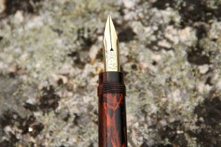 MONTBLANC Nº 4 SAFETY LONG VERSION RED & BLACK MARBLED - YEAR 1920 - 28 6