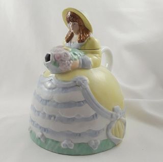 Southern Bell Woman Figurine Teapot Vintage Applause Tea Pot Yellow Philippines