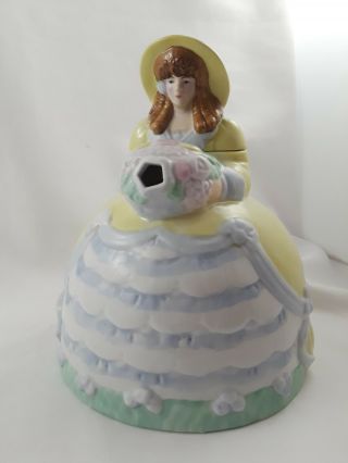 Southern Bell Woman Figurine Teapot VINTAGE APPLAUSE TEA POT Yellow PHILIPPINES 2