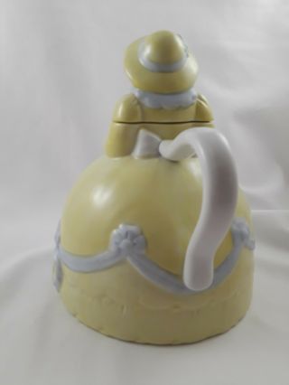 Southern Bell Woman Figurine Teapot VINTAGE APPLAUSE TEA POT Yellow PHILIPPINES 5