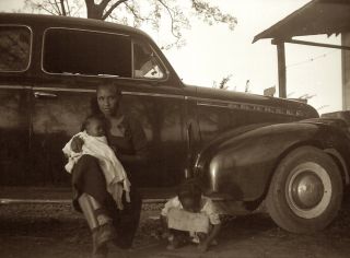 1950s Era Photo Negative Car Young Mother Takes Care Seneca South Carolina