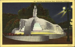 Entrance To Hollywood Bowl Hollywood California 1930s Vintage Postcard