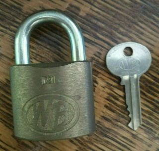 Vintage Old Antique Wb 621 Padlock With Key