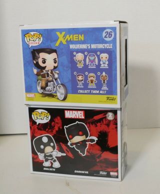 Funko Pop Marvel X - Men Wolverine ' s Motorcycle,  2 - Pack Bullseye Daredevil 4