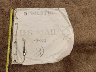 Vintage Usps Domestic 3 Us Mail Canvas Bag Drawstring Metal Lock J - 9 - 84 Xx
