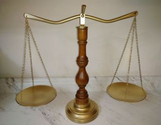 Vintage Wood And Metal Balancing Scales Of Justice