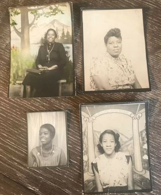 Vintage Arcade Photos.  African American Women.  1940s Black&white Photograph