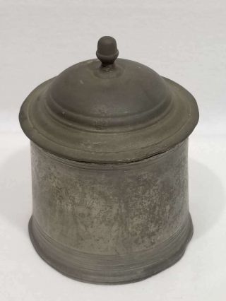 18th C Antique English Pewter Covered Jar / Tea Caddy