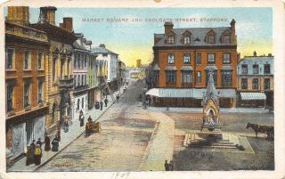 Stafford Staffordshire England C1920 Postcard Market Square & Gaolgate Street