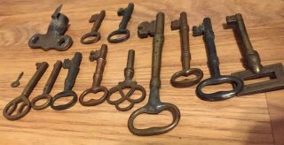 Antique Keys Solid Brass & Stainless Gun Barrel Skeleton Keys 2