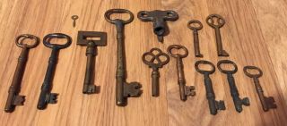 Antique Keys Solid Brass & Stainless Gun Barrel Skeleton Keys 3