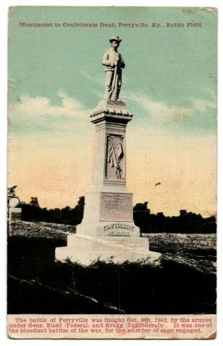 Ky Kentucky Perryville Civil War Battlefield Monument Boyle County Postcard