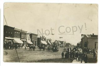 Rppc Busy Day Fire Engine In Morgan Mn Minnesota Rare Town Real Photo Postcard