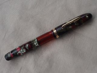 Conklin Nozac 7m Faceted.  Marbled.  1930.