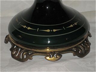 19th c Enameled Green Cased Glass C L & G co Oil Parlor Banquet Lamp,  no shade 4